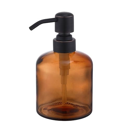 Clear Glass Soap Dispenser, 11 Oz Boston Round Bottle Dispenser with Stainless Steel Pump, Refillable Kitchen & Bathroom Countertop Dish Soap Dispenser, Oil Rubbed Bronze - color: Oil Rubbed Bronze