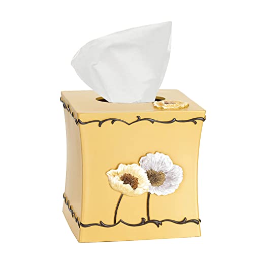 Resin Tissue Box Cover for Modern Home Decor - Minimalist Square Tissue Box Holder for Guest Room, Bedroom, Bathroom, Tabletop & Office - Durable and Aesthetic Tissue Holder, Poppy Fields - color: Poppy Fields