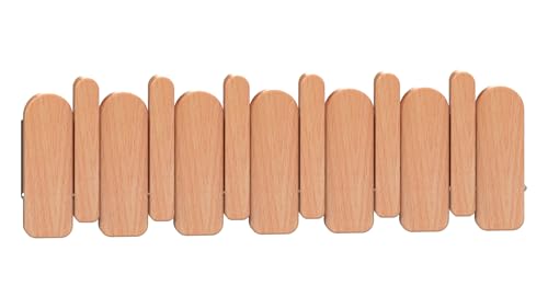 Wall Mounted Piano Key Hanger | Flip Style Hook | Entrance Wall Art Hook, Made of Oak Wood (3 Times Painted, 4 Times Polished) (Arc Beech, 6Hooks) - color: Arc Beech, size: 6Hooks