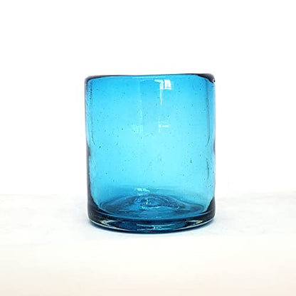 Solid Aqua Blue 9 oz Short Tumblers (set of 6), Recycled Glass, Lead-free, Toxin-Free (9oz Tumbler) - color: Aqua Blue, size: 9 oz
