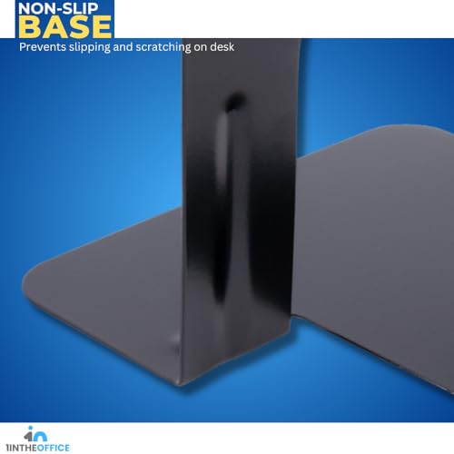 1InTheOffice 3 Pack Heavy Duty Black Metal L-Shaped Non-Skid Bookends for Heavy Books, 6 Pieces