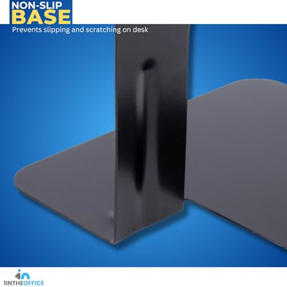 1InTheOffice 3 Pack Heavy Duty Black Metal L-Shaped Non-Skid Bookends for Heavy Books, 6 Pieces