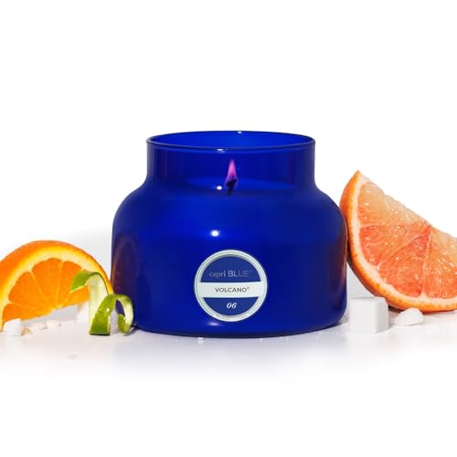 Capri Blue Volcano Scented Candles - Luxury Glass Jar Candles for Home Scented with Tropical Fruit & Sugared Citrus - Soy Wax Blend - Blue Color (19 oz) - color: Blue, size: 19 oz