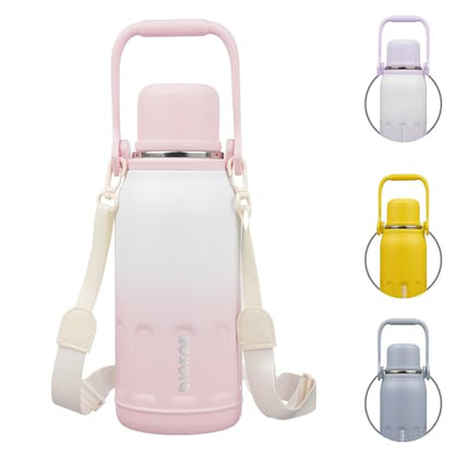 BJPKPK Stainless Steel Insulated Bottle with Handle & Strap, 40oz | Leak-proof vacuum insulation keeps drinks cold/hot for hours. BPA-free, dishwasher safe. Includes handle & strap. Pink Pearl. - color: Pink Pearl, size: 40 Ounces