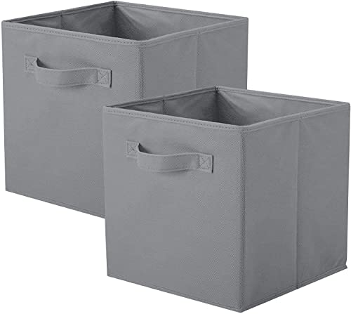 ShellKingdom Storage Bins, Foldable Fabric Storage Cubes And Cloth Storage | Storage Organizer For Closet And Toys, 10.5x10.5x11 INCH, 2 Pack (Gray) - color: Gray, size: 2