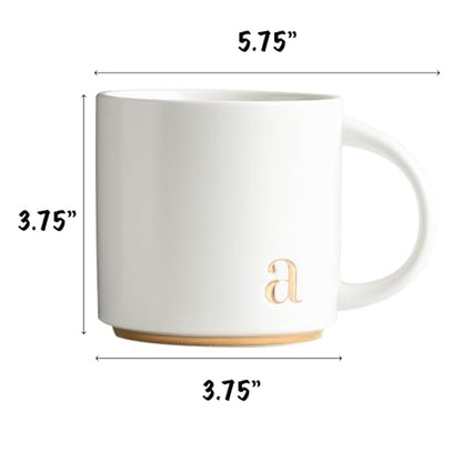 COLLECTIVE HOME Ceramic Coffee Mug, 15 oz Monogram Cup with Gift Box(a) | Dishwasher Safe, Engraved Gold Letter , Personalized Housewarming Birthday Present, Christmas Thanksgiving Mothers Day Gifts - color: gold-a