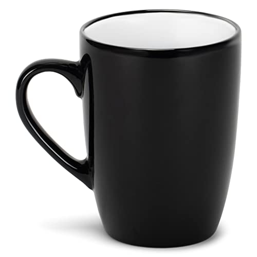 Elanze Designs Color Pop White Black Exterior 16 ounce Glossy Ceramic Mugs Matching Set of 4 - color: White