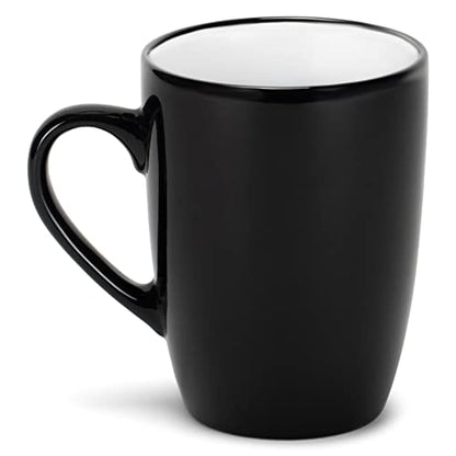 Elanze Designs Color Pop White Black Exterior 16 ounce Glossy Ceramic Mugs Matching Set of 4 - color: White