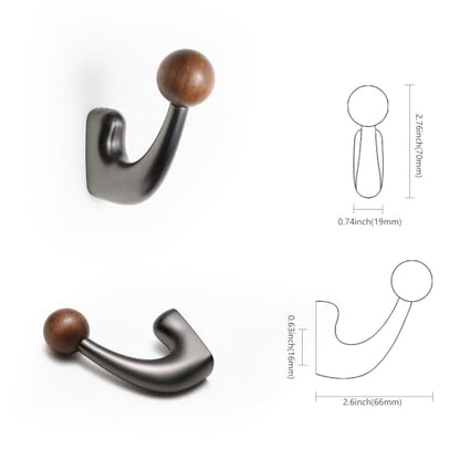 wall-Mounted Light Luxury Coat Hooks, Used for Hanging Coats, Hats, Scarves and Towels, Suitable for Entrance Halls, bathrooms and bedrooms (2, 7110Pearl Gray + Walnut Wood) - color: 7110Pearl Gray + Walnut Wood