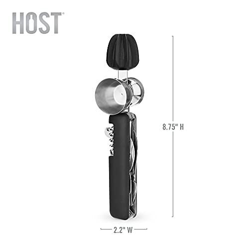 HOST All in One Bartender Multitool Set, 10 in 1 Bar Tool with Strainer, Muddler, Reamer, Jigger, Stirrer, Zester, Corkscrew, Opener, Knife and Channel Knife for Camping, Travel and Outdoor Use - style: Bar10der 10 in 1 Tool