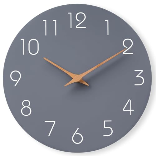 Wall Clock 12" Silent Non-Ticking Battery Operated Modern Simple | Analog Kitchen Home Bathroom Living Room Bedroom Office Mordern Simple - color: C_gray, size: 12 Inch