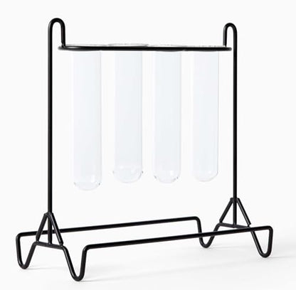 Grace River Propagation Station, Iron & Glass Planter, 8x8x8 inches, 4 Test Tubes, Indoor & Outdoor - color: Black
