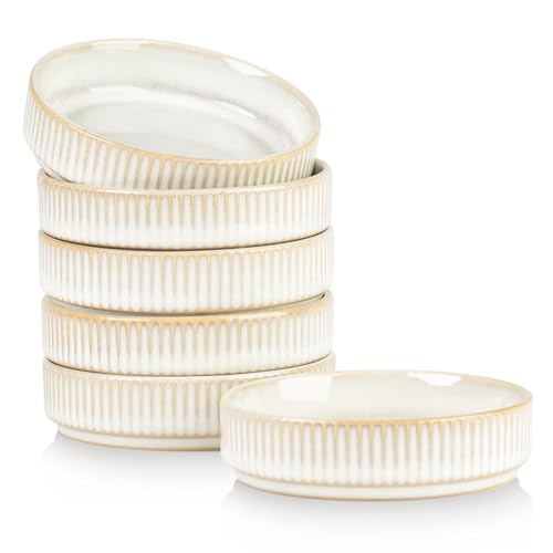 famiware Soy Sauce Dish, 4oz Dipping Bowls Set of 6, Cappuccino White | Ceramic Individual Dip Sauce Cups/Dishes/Plates, Small Serving Bowls for Side Dishes, Condiments, Sushi, Reactive Glaze - color: Cappuccino White, size: 6pcs
