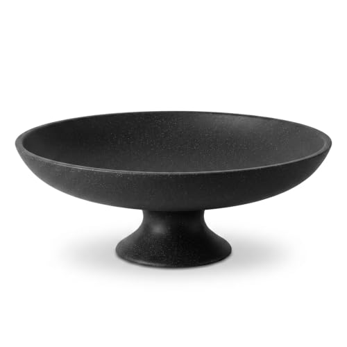 Black Decorative Pedestal Fruit Bowl for Coffee Table or Entryway | Bold modern accent for fruit, keys, or decor; cork bottom helps protect tables and counters - color: Black-us, size: 11.45" round x 3.8"H