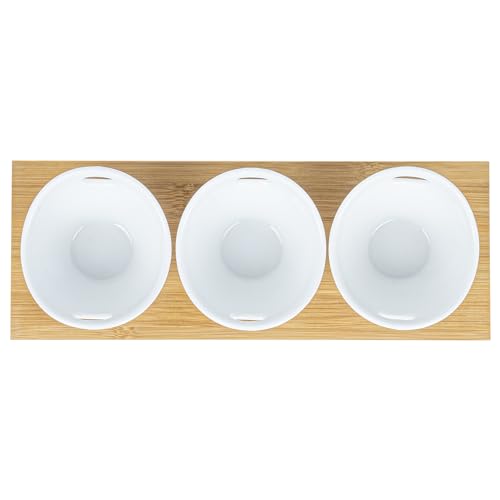 Restaurantware 6 oz Rectangle White Bamboo Porcelain Basket Bowl Set - size: Triple set, style: Basket