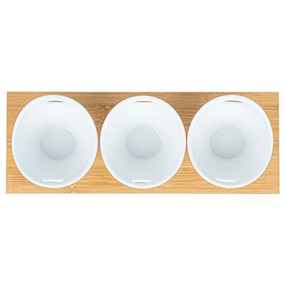 Restaurantware 6 oz Rectangle White Bamboo Porcelain Basket Bowl Set - size: Triple set, style: Basket
