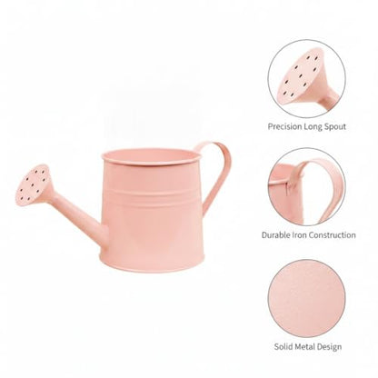 Long Spout Iron Watering Can for Indoor & Outdoor Plants, Durable Metal Design with Precise Flow Control (1 Pack) - color: Pink