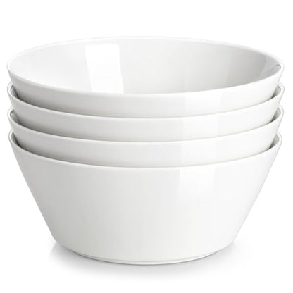 MALACASA 35 OZ Soup Bowls Set of 4, White Bowls Deep Cereal Ramen Bowl | Ceramic Bowls for Salad, Pasta, Pho, Dessert, Fruit, Kitchen Essential, Dishwasher Microwave Safe, Series REGULAR - size: 35oz(4pcs)