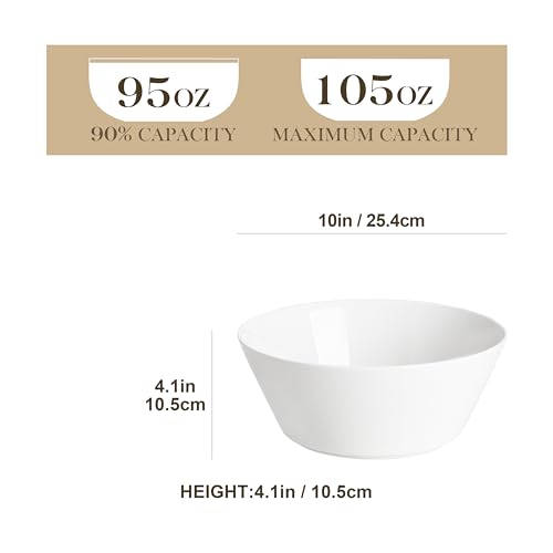 MALACASA 105 OZ Large Serving Bowls Ceramic Salad Soup Bowls Set of 2 | Deep Bowls for Kitchen, Family & Entertaining Salad, Soup, Pho, Fruit, Microwave & Dishwasher Safe, Series REGULAR - size: 105oz(2pcs)