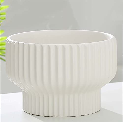 Puoyik 2 Piece Set of Flower Pots 8/6 inches, Ceramic Flower Pots with Drainage Holes, Indoor and Outdoor Plant Flower Planter (7.8/5.9 White) - color: 7.8/5.9 White