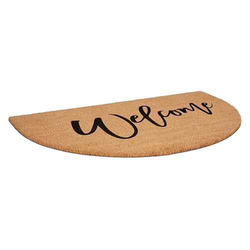 Calloway Mills 114602436 Half Round Cursive Welcome Doormat, 24"x36" - color: Black, size: 2' x 3' (Semicircular)