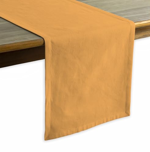 Calicot Table Runner 100% Cotton Table Runners 48 inches Long (14" x 48") | Washable Reusable Table Runner for Home Farmhouse Kitchen Dining Party Wedding Hotel Decorations - Apricot Yellow - color: Apricot Yellow, size: 14" x 48"