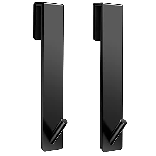 Kontoyo Shower Door Hooks(7.5 Inch),Extended Over Door Hooks for Bathroom Frameless Glass Shower Door,Stainless Steel Towel Hooks,Heavy Duty Rack Hooks for Robe,Towel-2 Pack-Black - color: Black, size: 7.5IN-2 Pack