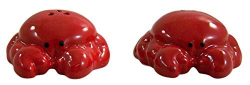 Ocean Themed Red Crabs Ceramic Salt and Pepper Shakers, 2 1/2 Inch