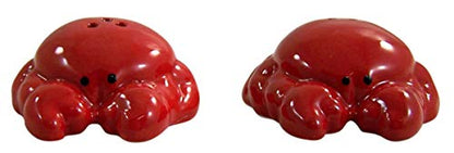 Ocean Themed Red Crabs Ceramic Salt and Pepper Shakers, 2 1/2 Inch