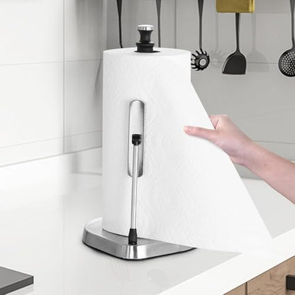 Dailyart Paper Towel Holder for One Hand Tear - Countertop with Tension Arm - color: Black