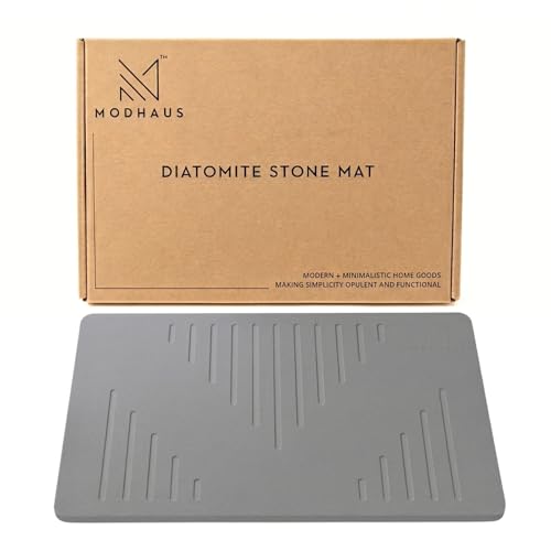 MODHAUS Diatomite Stone Bath Mat, Fast Drying Natural Bathroom Mat, Eco Friendly Non Slip Super Absorbent Bathroom Floor Mat, Easy Clean Stone Bath Mats for Bathroom (23.6" x 15.6”) (Dark Gray) - color: Dark Gray