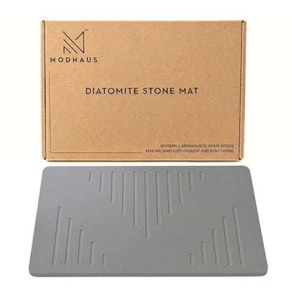 MODHAUS Diatomite Stone Bath Mat, Fast Drying Natural Bathroom Mat, Eco Friendly Non Slip Super Absorbent Bathroom Floor Mat, Easy Clean Stone Bath Mats for Bathroom (23.6" x 15.6”) (Dark Gray) - color: Dark Gray