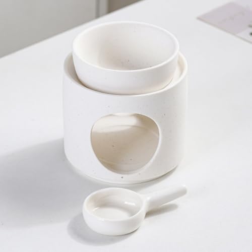 Hand Made Large Capacity Essential Oil Burner Wax Melt Burners, Aromatherapy Aroma Burner Ceramic Oil Diffuser Candle Tealight Holder Home Bedroom Decor-White - color: White