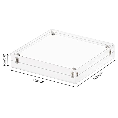 AMEITECH 4x4 Inch Acrylic Picture Frame, Clear Double Sided Block Acrylic Photo Frames, Desktop Frameless Magnetic Photo Frames | Double Sided Floating Magnetic Frames, 20mm Thick, Free Standing Desktop Display for Postcards, Pictures and Artworks - size: