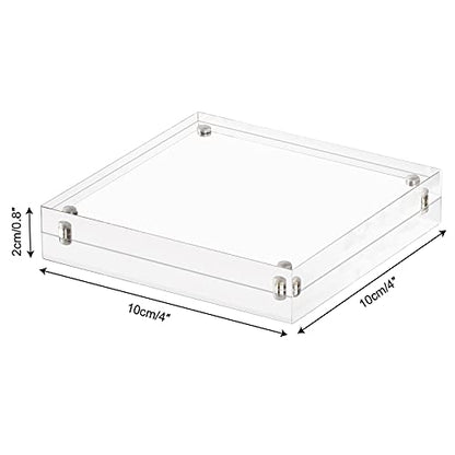 AMEITECH 4x4 Inch Acrylic Picture Frame, Clear Double Sided Block Acrylic Photo Frames, Desktop Frameless Magnetic Photo Frames | Double Sided Floating Magnetic Frames, 20mm Thick, Free Standing Desktop Display for Postcards, Pictures and Artworks - size: