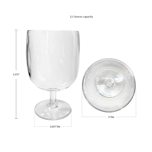Lily's Home Unbreakable Plastic Wine Glasses Set of 8, 12 oz Shatterproof Stackable Tumblers, Reusable BPA Free Goblets for Indoor and Outdoor Use. Made in Taiwan (Clear) - color: Clear