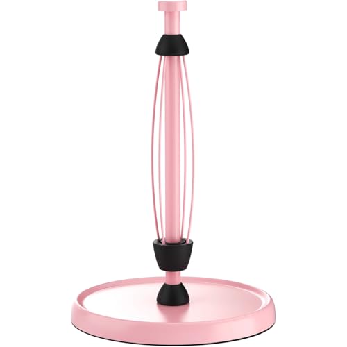 Pink Paper Towel Holder Countertop, Pink Kitchen Accessories Decor, Stainless Steel, Weighted Base, Paper Towel Roll Holder Stand with Ratchet Mechanism for Kitchen Bathroom Farmhouse Essentials - color: Pink