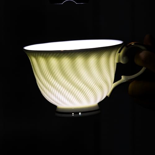 KAMMAK Tea Cups and Saucers Set of 2, Fine Bone China Coffee Cups, GH023 | Stackable Espresso Mugs, Ceramic Demitasse for Coffee, Cappuccino, Latte, Americano, Tea - size: 8KPGH023+24