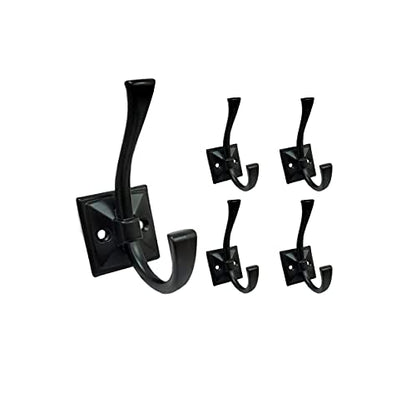 Coat and Hat Hook, Zinc Die Cast, Matte Black, 5 Pack, Made in Taiwan - color: Matte Black, size: 5 Pack