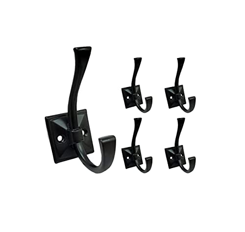 Coat and Hat Hook, Zinc Die Cast, Matte Black, 5 Pack, Made in Taiwan - color: Matte Black, size: 5 Pack