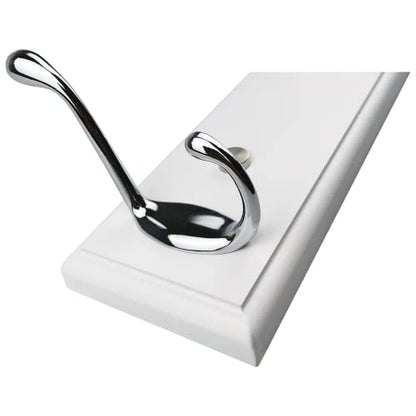 Wooden Wall Mounted Coat Rack – 24 Inch (60cm), White with 5 Silver Hooks for Entryway, Hallway, Bedroom - size: Medium-23.6in(60cm),5 Silver Hooks, style: Modern