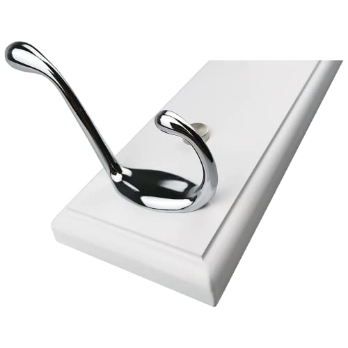 Wooden Wall Mounted Coat Rack – 35 Inch, White with 7 Silver Hooks for Entryway, Hallway, Bedroom - size: Long-35.4in(90cm),7 Silver Hooks, style: Modern