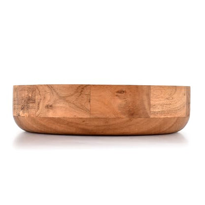 Kimona Salad Bowl Acacia Wood Wooden Bowl for Food, Fruits, Salads and Tableware Decoration for Gifts (10" x 10" x 2.5")