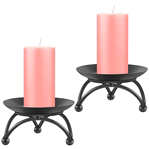 Pillar Candle Holder, Iron Candle Stand, Candle Plate, Candlesticks for Pillar Candles, Black Candle Tray for Party Wedding Table Home Decoration (Set of 2) - color: Black - Set of 2