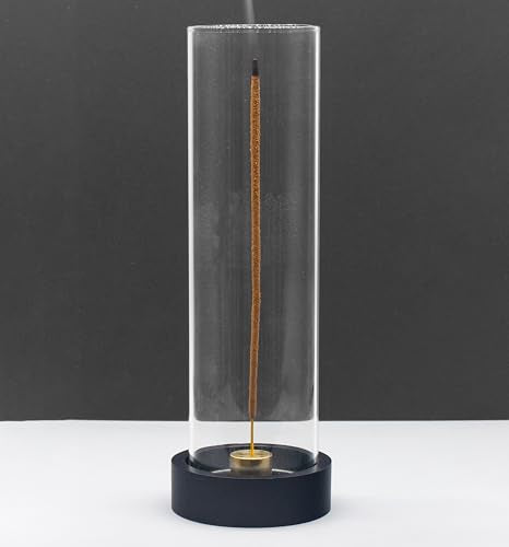 Incense Holder for Sticks,Modern Incense Stick Holder with Glass Ash Catcher[Anti ash Flying], Incense Burner Holder,Zen Glass Incense Holder,for Spa Home Decor Yoga Meditation[Black]
