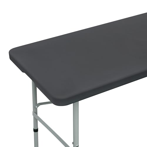 Fitted Rectangle Tablecloth 24 x 48 Inch Elastic Table Cloth for 4ft Table, Stretch Spandex Table Cover Grey Washable Polyester Table Top Cap Cover for Dining Picnic Camping Indoor and Outdoor - color: Grey, size: 48" x 24" (Rectangular)