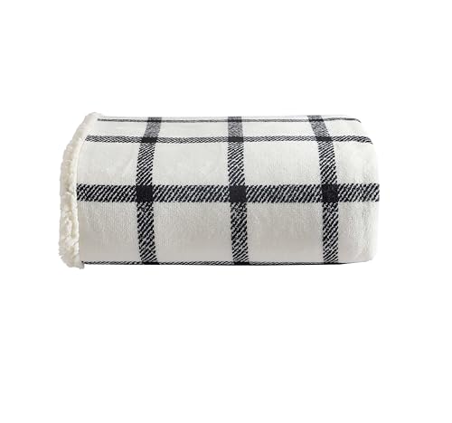 Eddie Bauer - Throw Blanket, Brushed Fleece & Plush Sherpa Bedding, Blanket for Couch & Bed (Bunkhouse Plaid Beige, 50" x 60") - color: Bunkhouse Plaid Beige, size: 50" x 60"