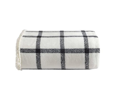 Eddie Bauer - Throw Blanket, Brushed Fleece & Plush Sherpa Bedding, Blanket for Couch & Bed (Bunkhouse Plaid Beige, 50" x 60") - color: Bunkhouse Plaid Beige, size: 50" x 60"