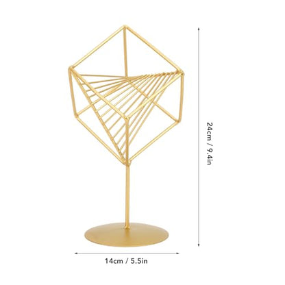 Gold Geometric Table Decor 3D Iron Geometric Sculpture for Living Room Study Office Home Decor 14x24cm