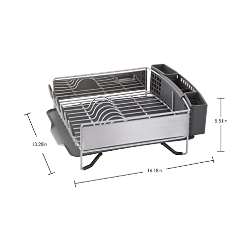 KitchenAid Compact Space Saving,Dish Rack with Removable Flatware Caddy and Angled Self Draining Drainboard,Satin Gray,15-Inch-by-13.25-Inch,(Pack of 2) - color: Gray, size: Compact (Pack of 2)